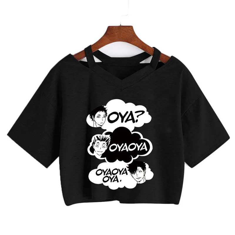 90s Crop Top Haikyuu T Shirt Kuroo Japanese Anime T shirt Bokuto Manga