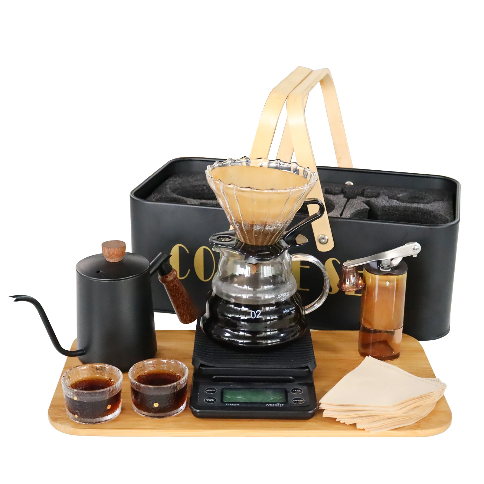 Buy V60 Low Price New Design Camping Coffee Travel Bag Drip Set Pour Over Portable  Coffee Set With Kettle Filter Glass Cup Tea Set from Sunmate Industrial  Company Limited, China