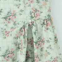 2025 Romantic Green Floral Bra with Wire Corset Style Sling Dress Women Low Waist Ruched Pleated Swing Midi Long Dresses Robe - Image 6