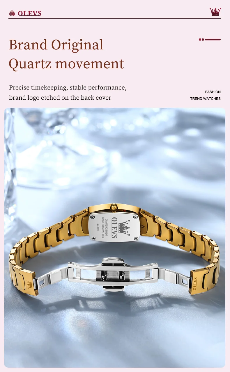 OLEVS 7006 Certified Brand Elegant Luxurious Women's Watches waterproof Tungsten Steel strip Quartz Watch for Lady Tonneau Watch