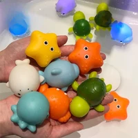 Cute Animal Bath Toy Swimming Water LED Light Up Ocean Sea Animal Set Flashing Floating Bathtub Toys for Baby Infant Kid Toddler 1
