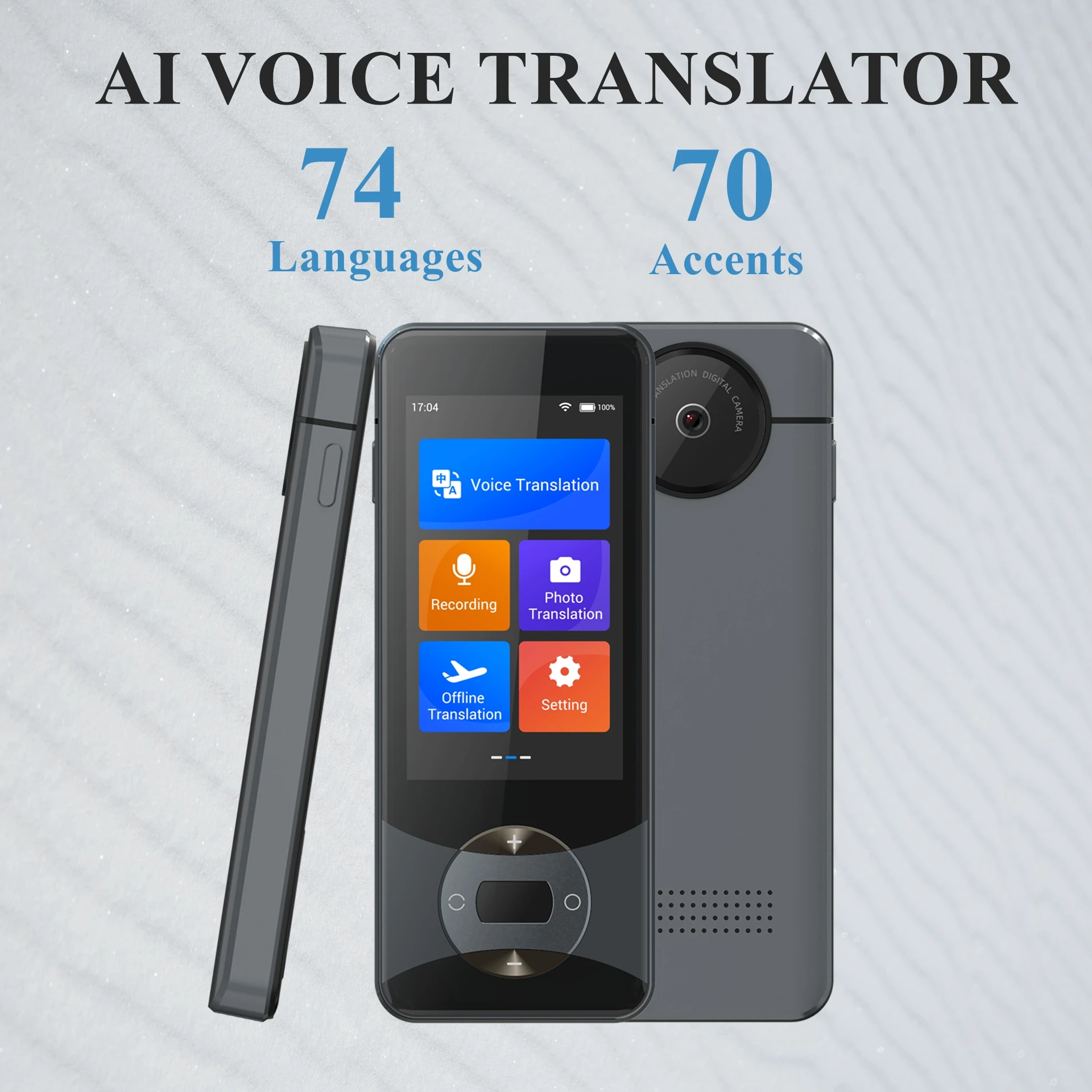 

Wooask Real-time Language Translator Pocket Translator Artificial Intelligence Sound Recorder 144 Languages Online & Offline W10