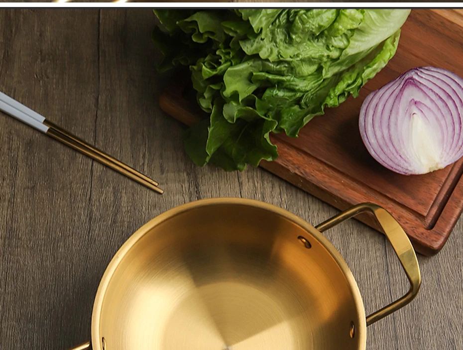 Golden Noodle Pot Korean Style Stainless Steel Soup Pot Gas Induction Pot 20 Cm