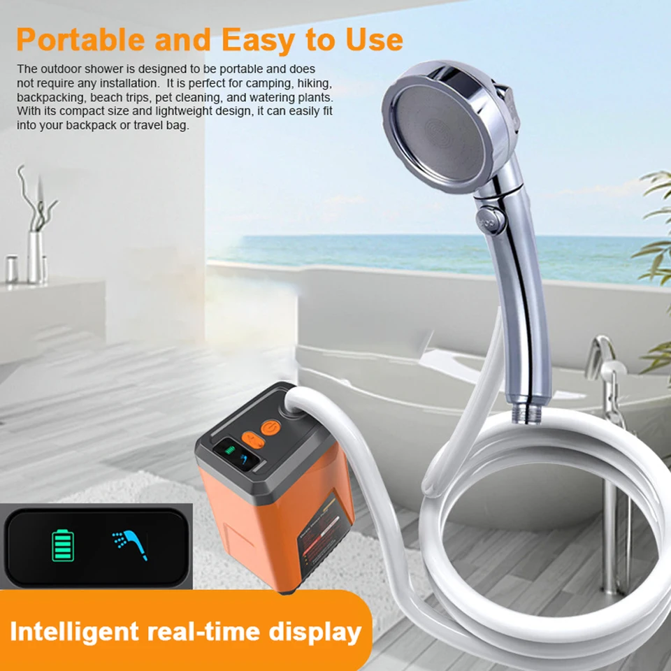 Douche Portable Eubestchoice 6000mAh – Rechargeable USB – 4 Jets – Pour Camping
