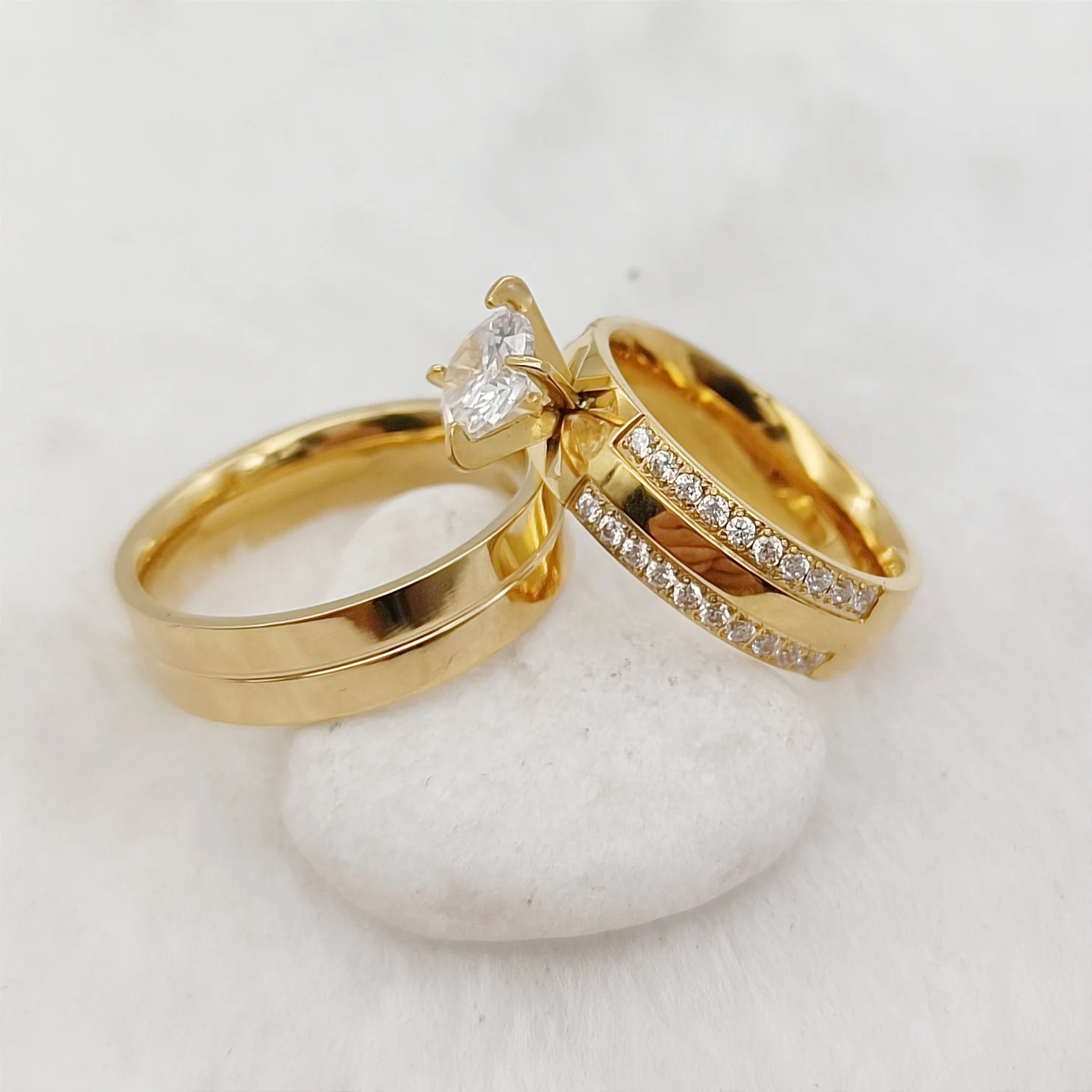 

UniqueWedding Engagement Rings Bridal Sets For Couples Designer14k Gold Plated Jewery