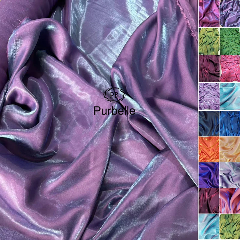 Purple Blue Iridescent Satin Fabric - Luxuriously Soft and Smooth Draping Material for DIY Clothing and Crafts