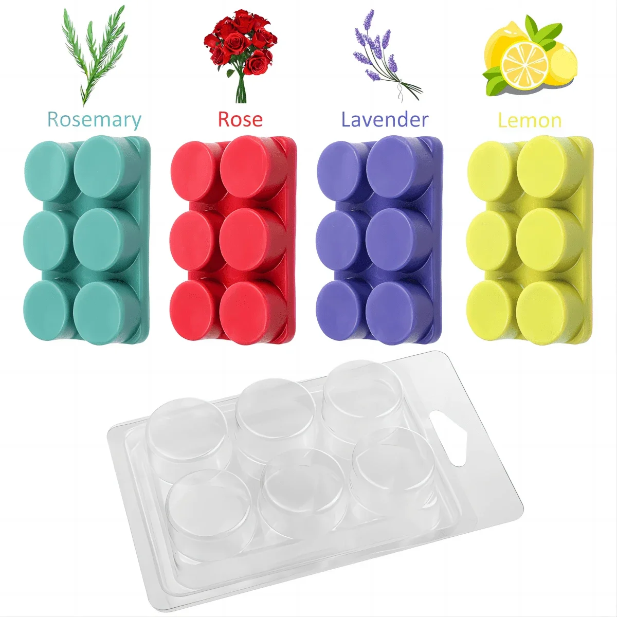 Silicone Candle Mold Aromatherapy Candle Mold Silicone Candle Molds Candle Mold Beeswax Mold Cylindrical Candle Mold 10pcs Wax Melt Mold Wax Melt Clam Shell Mold Square 6-Cavity Transparent Plastic Cube Tray for Candle Making And Soap