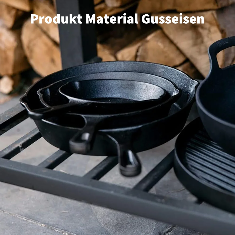 3pc Frying Pan Cast Iron Uncoated Black For Food Frying, Cooking And Stir-Frying Non-Stick Frying Pans Omelette Pan: 3 - 5 Days Free Delivery Only UK