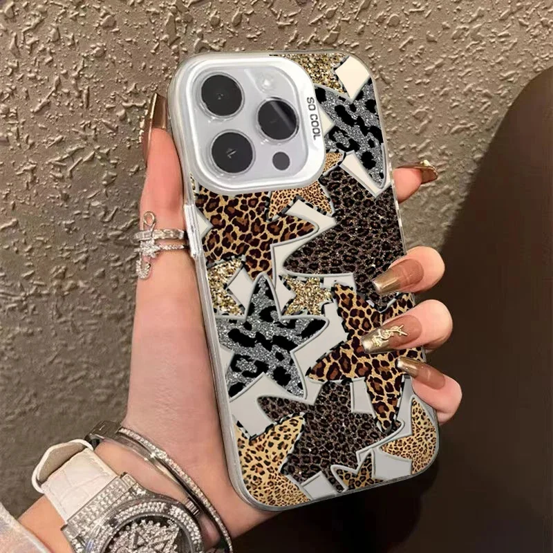 Leopard Print Star Phone Case - Stylish and Durable Design
