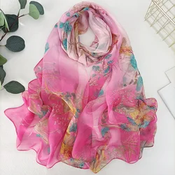 Elegant Women's Chiffon Georgette Bandana Scarf - Green Grass Summer Edition (Rose red)