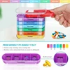 Portable English Plastic Pill Box Organizer, Travel Pill Organizer, Everyday Portable Pill Box, Daily Pill Box with Vitamins, 5
