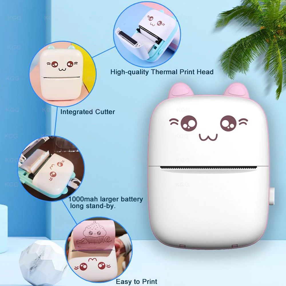 Portable Thermal Printer MINI Wirelessly BT 203dpi Photo Label Memo Wrong Question Printing With USB Cable Imprimante Portable