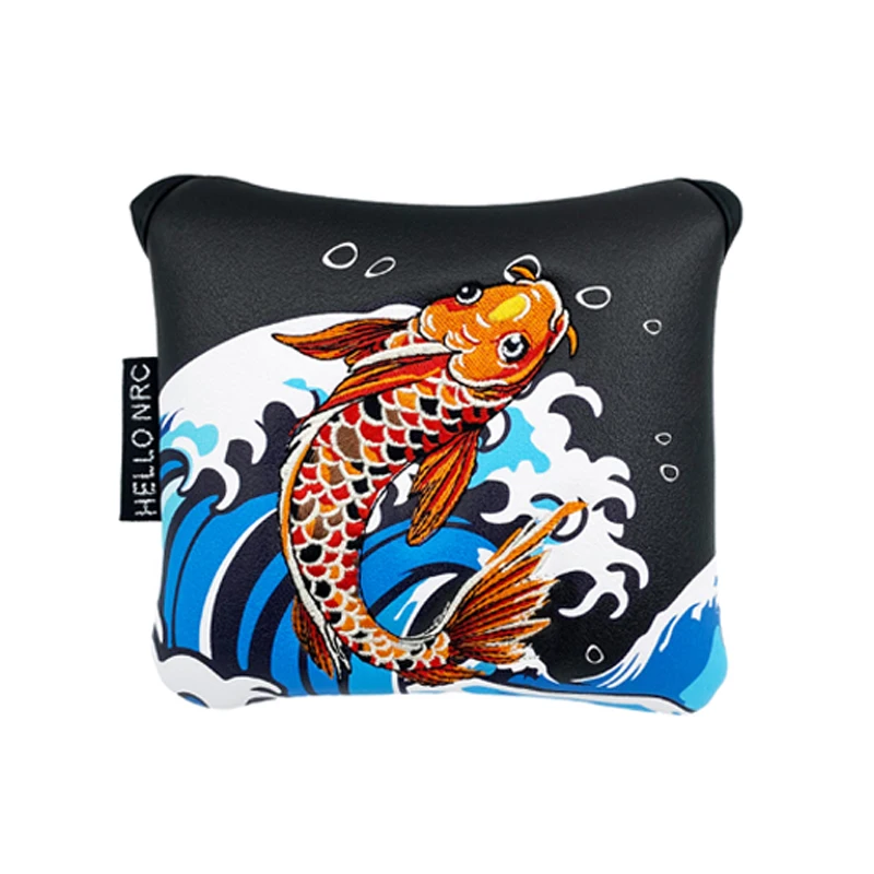 Golf Square Putter Cover Golf Club Protector Stylish Koi Style Magnetic Opening And Closing PU Leather Golf Accessories