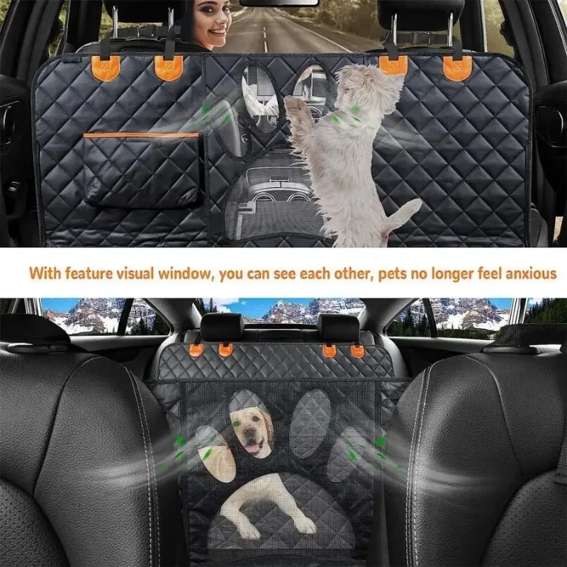 Dog Car Seat Cover Back Seat Waterproof Dog Car Hammock Visual Mesh Window Side Zipper Door Protec dog car door protector