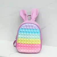 Pop Its Children Silicone PU Cute Rabbit Ears Backpacks New Princess Girls Lovely Fashion Small School Bags Hot 5