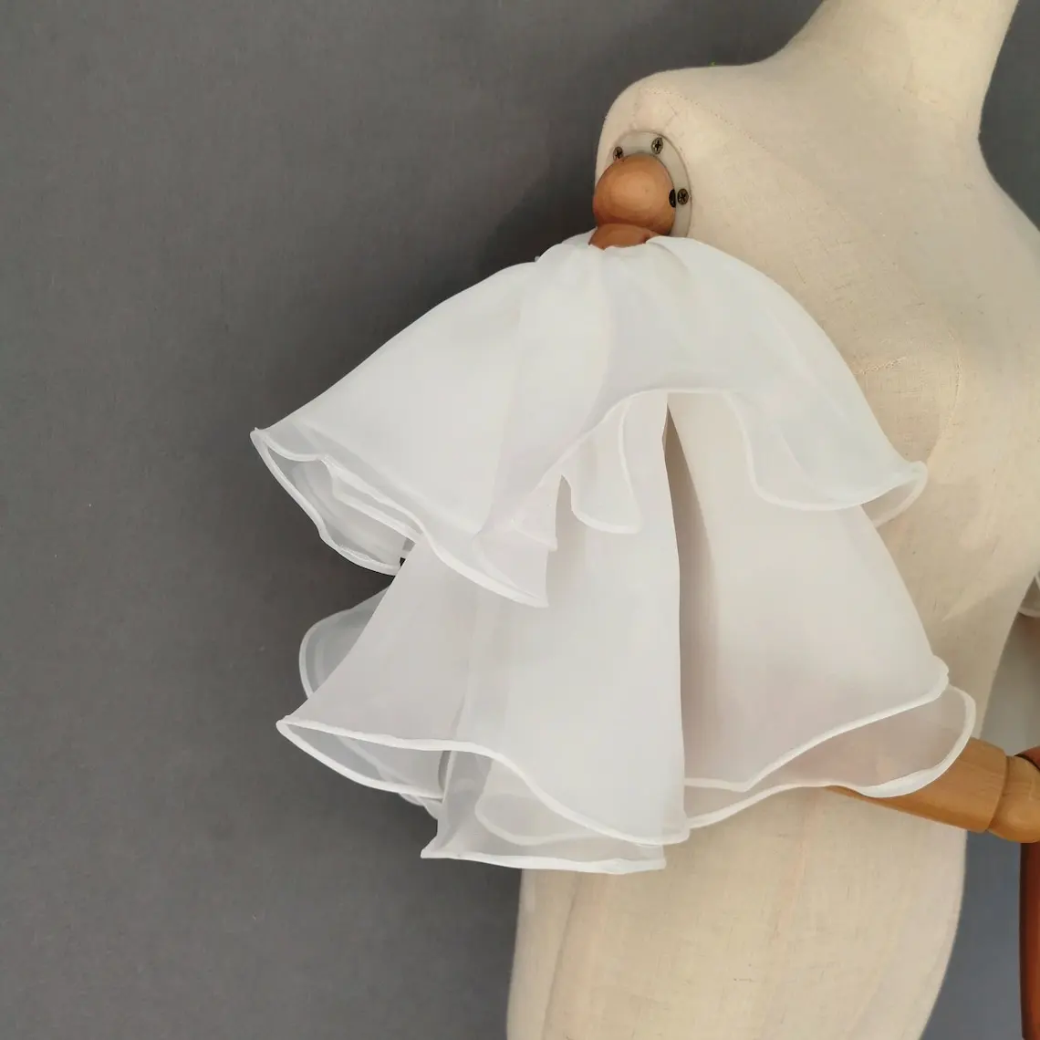 Organza Wedding Sleeves Tiered Ruffles Bride Gloves Bridal Sleeves Women Accessories Formal Party Removable