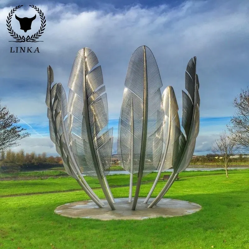 

New Outdoor Large Size Park Fabrication White The Stainless Steel Feather Sculpture