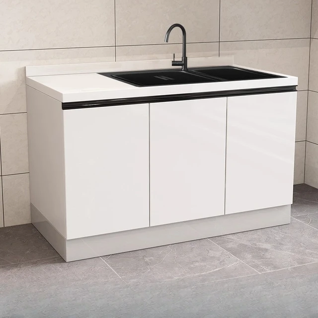 ตู้ครัวสไตล์นอร์ดิกที่สร้างสรรค์ ทันสมัย ทำจากไม้เนื้อแข็ง ท็อปเคาน์เตอร์หินอ่อน อ่างล้างจานสแตนเลส พร้อมแท่นวางอุปกรณ์ เฟอร์นิเจอร์สำหรับบ้าน FYKC 6