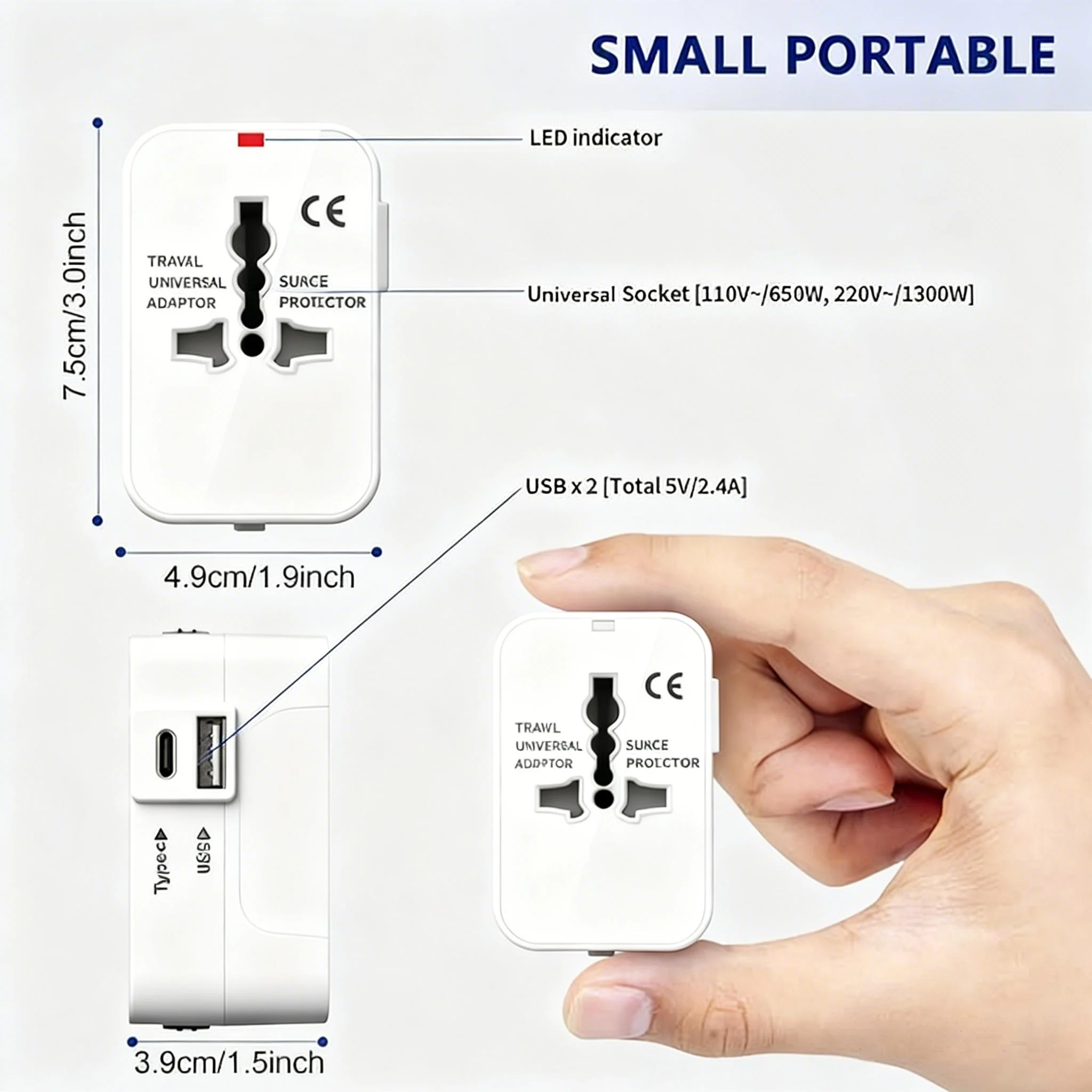 Universal Travel Power Adapter - All-in-One AC Charger & Outlet Converter