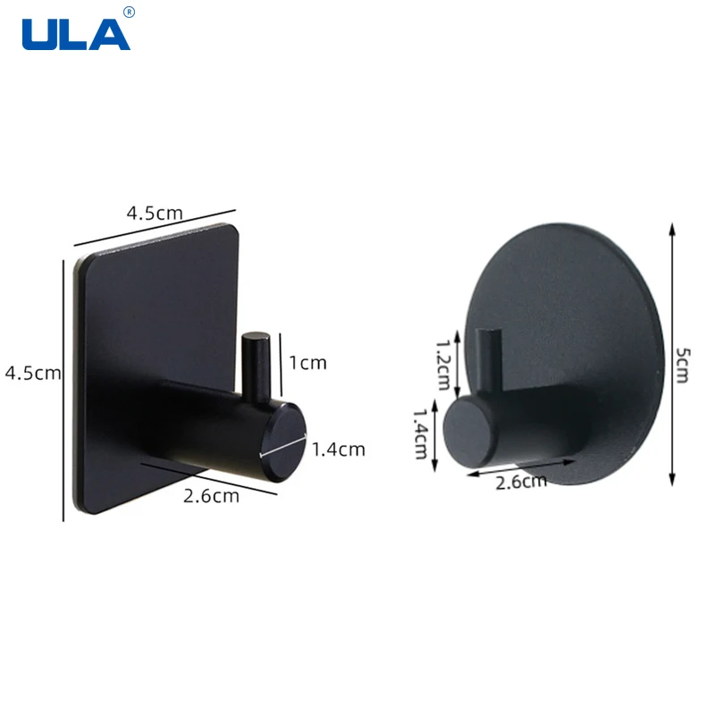 Adhesive Hook Clothes Hook Towel Hook Multi-purpose Wall Door Key Rack Kitchen Bathroom Towel Robe Hanger Aluminum Rack