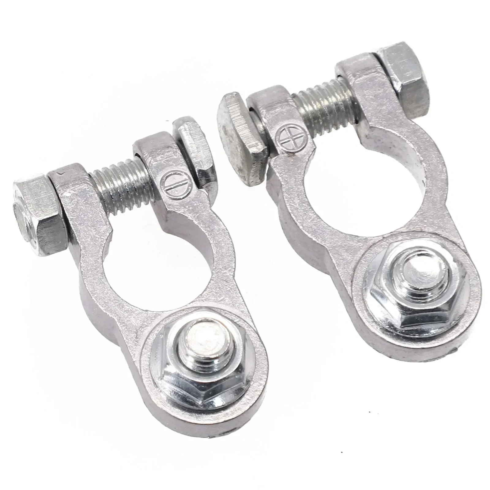 2PCS Battery Terminal Clamps - Zinc Alloy Positive & Negative Pole Car Battery Clips with Screws, Secure Connector Fixing