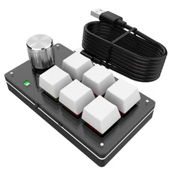 Enhanced Customizable Gaming Keyboard Keypad with Programmable Macro Keys and Hotswap Functionality (White USB 6keys)