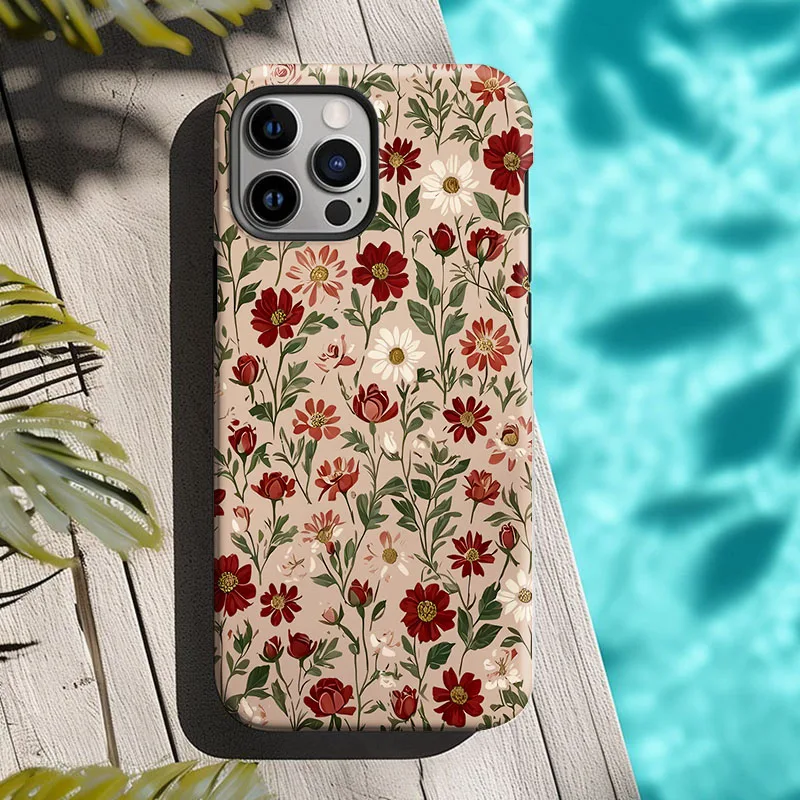 Vintage Flower 2-in-1 Shockproof Phone Case and Screen Protector