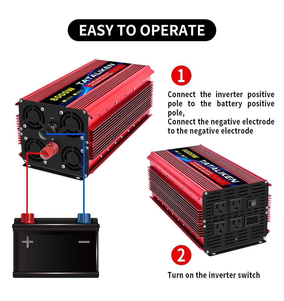8000W, DC 12V, 24V a 110V CA,