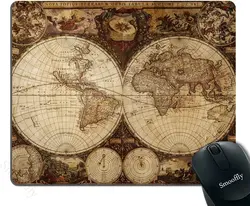 Vintage World Map Mouse Pad Image of Old Map In 1720s Nostalgic Style Art Historical Atlas Mouse Pad Brown Beige