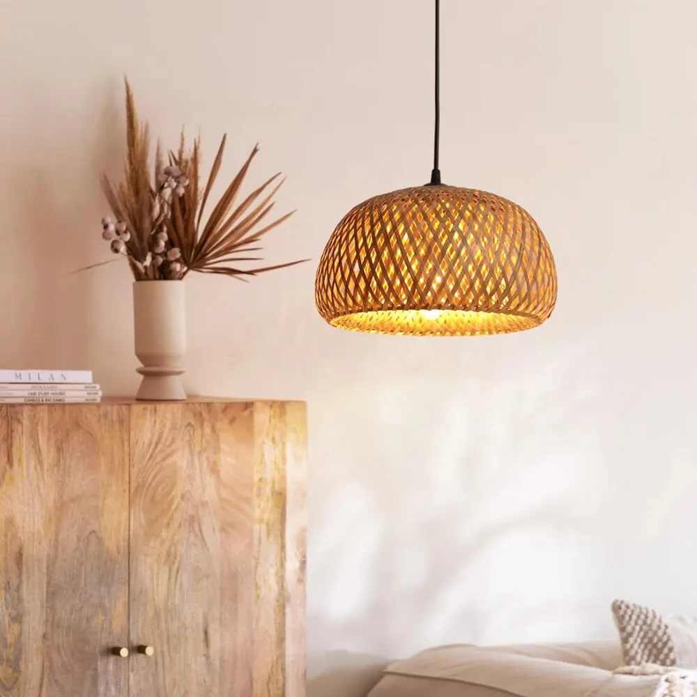 Handmade Rattan Bamboo Chandelier LED Ceiling Lamp E27 Fixture Weaving Home Living Room Decor Hanging Lamps chandelier lighting,pendant lights,pendant lamp,rope pendant lamp,ceiling light,vintage pendant lights