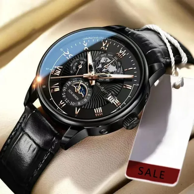 Luxury Man Watch Waterproof  Phase Pattern Luminous Men's - Image 5