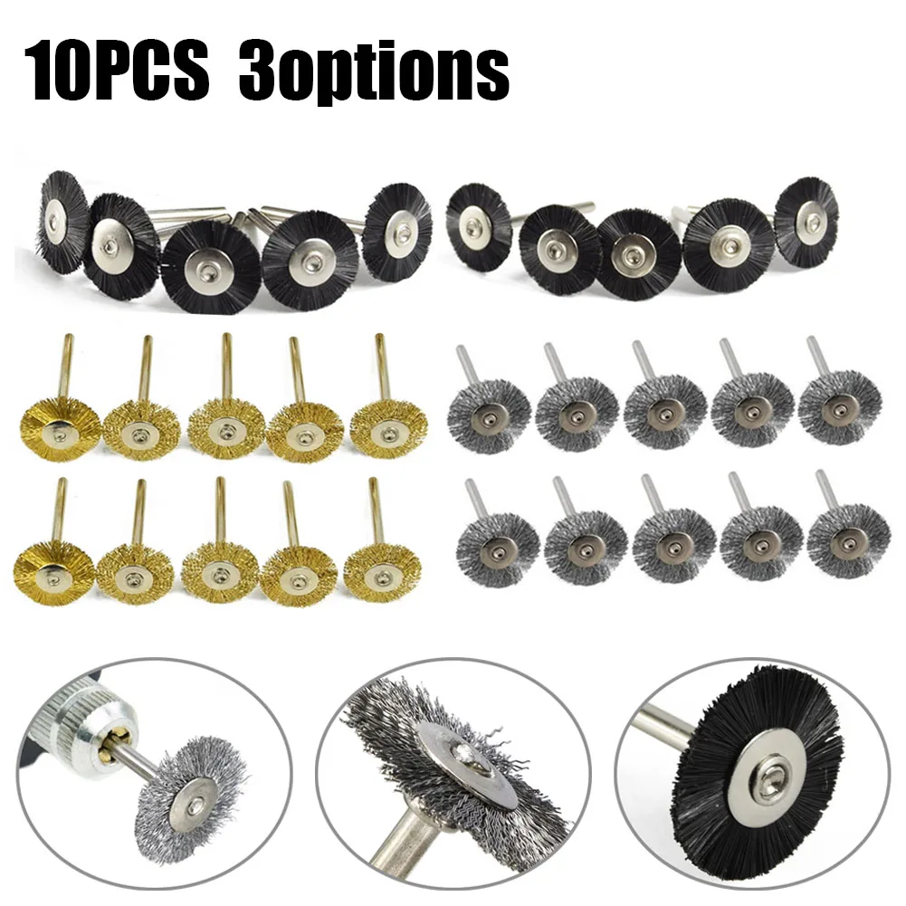 10 PCS 22mm Diameter Wire Wheel Polish Brushes For Rotary Tool Grinder Accessory 