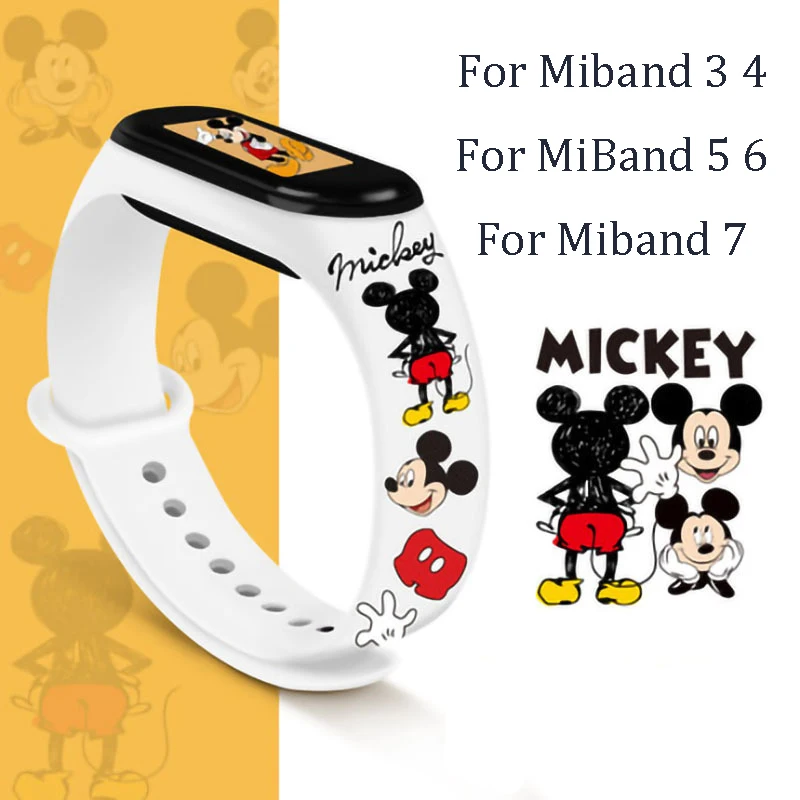 

Disney Mickey Cartoon Amine Strap for Xiaomi Mi Band 7 6 5 4 3 Silicone Band for Xiaomi Mi Band 3 4 5 Bracelet Miband 6 7 Man