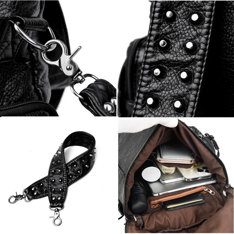 ZNJAMN Zaino Donna Con Borchie – In Morbida Pelle, Capiente, Spallacci Imbottiti, Elegante E Pratico