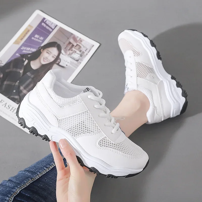 Women Tennis Shoes Breathable Mesh Sports-Shoes Lace Up Ladies Fitness Footwear Summer Outdoor Woman Sneakers Comfortable Gym