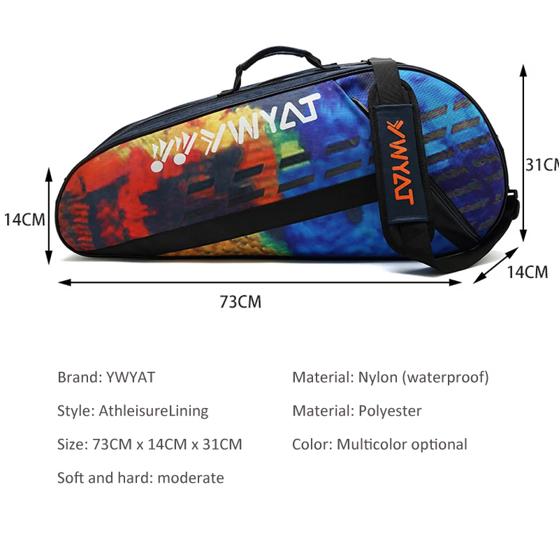 YWYAT Badminton Racket Bags with Shoe Comparment Unisex Large Capacity Handbag Shoulder Women Men Sports Bag