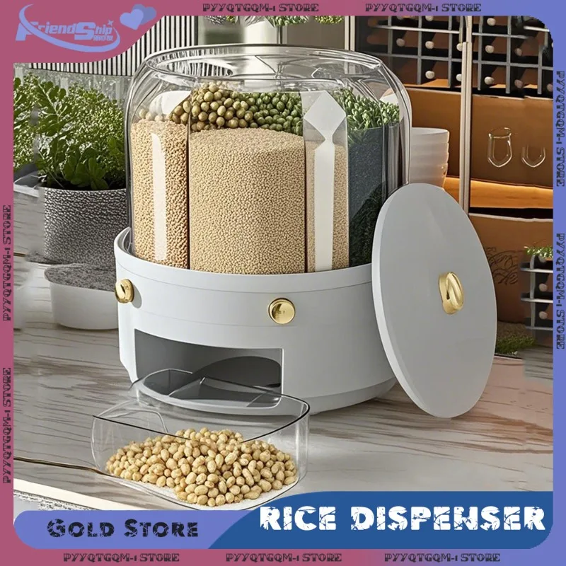 Rice Storage Box 360 Degree Rotating Dispenser Food-Grade PP Plastic with Sealed Lid Moisture-Proof Essentials for Dry Cereals