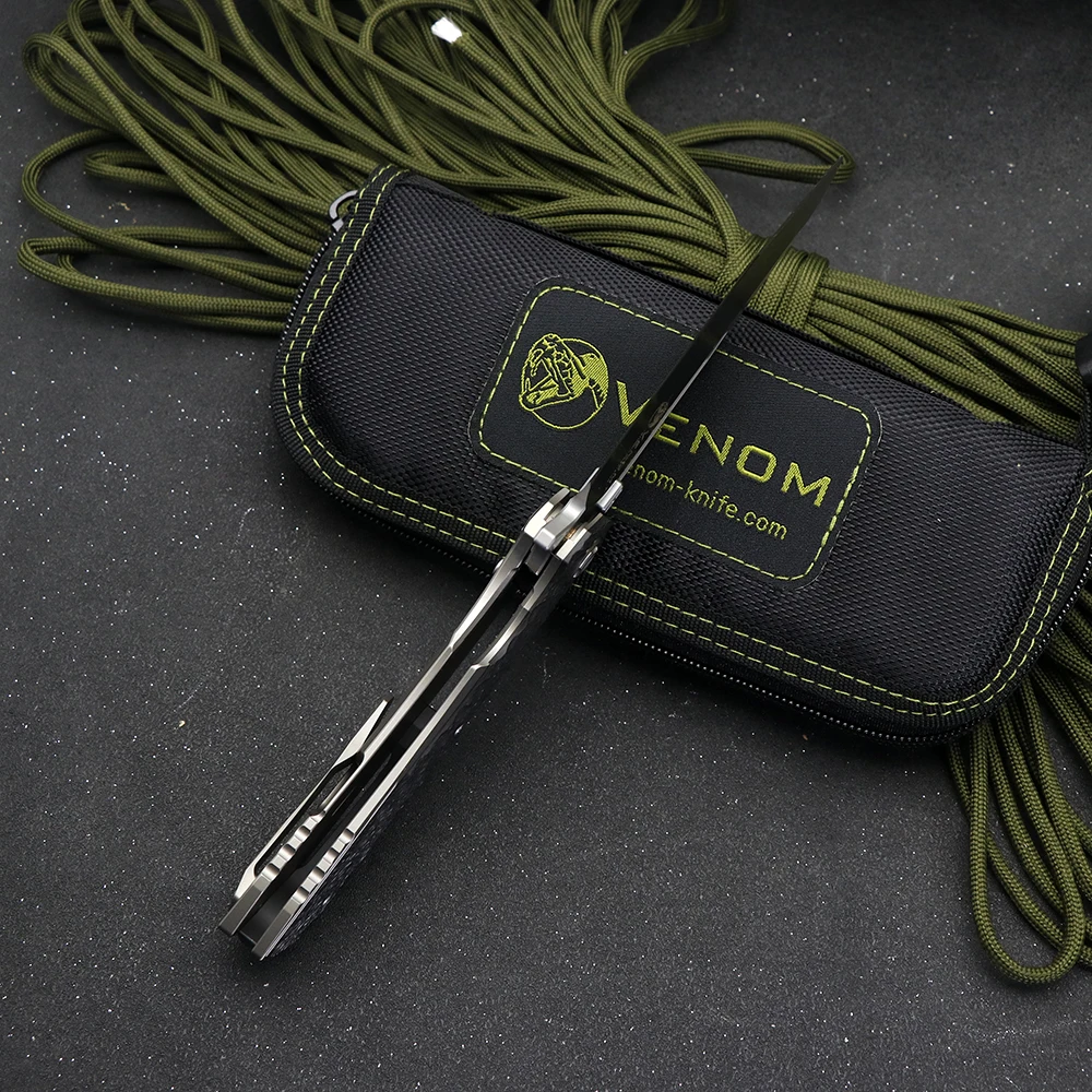 Kevin John New Venom T S30V Blade Titanium Alloy+Carbon Fiber Handle Outdoor Camping Hunting Pocket Knife EDC Tool 3