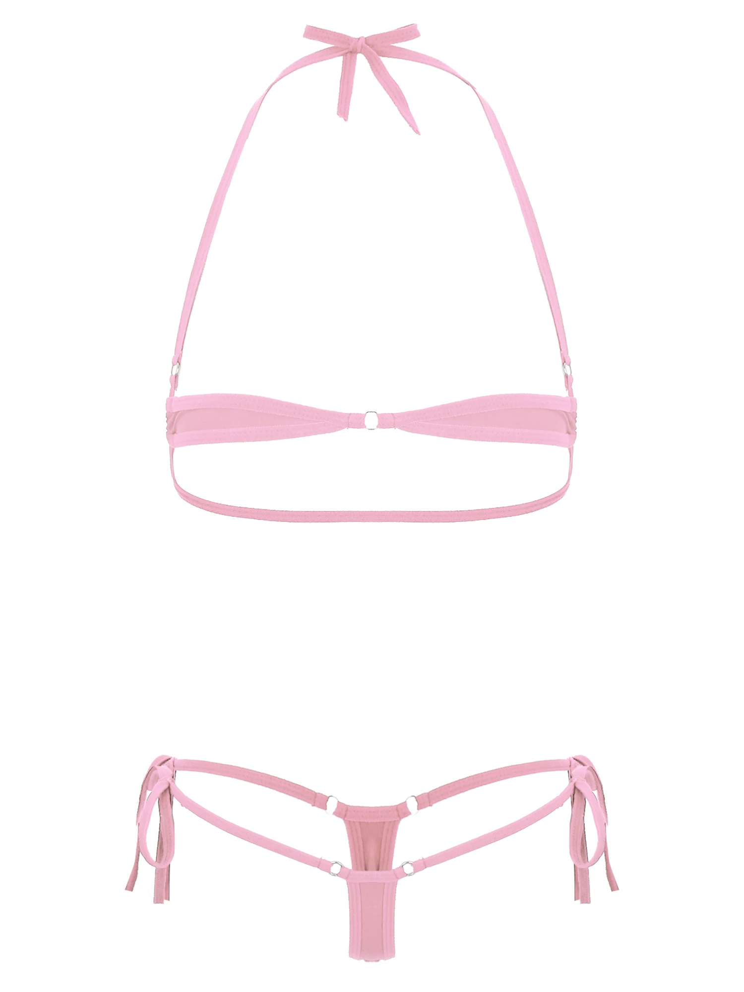 Womens Two-Piece Swimsuit Micro Bikini Set Bathing Suit Swimwear Beachwear Lingerie Underwear Sexy Bra Top with Low Rise Thong