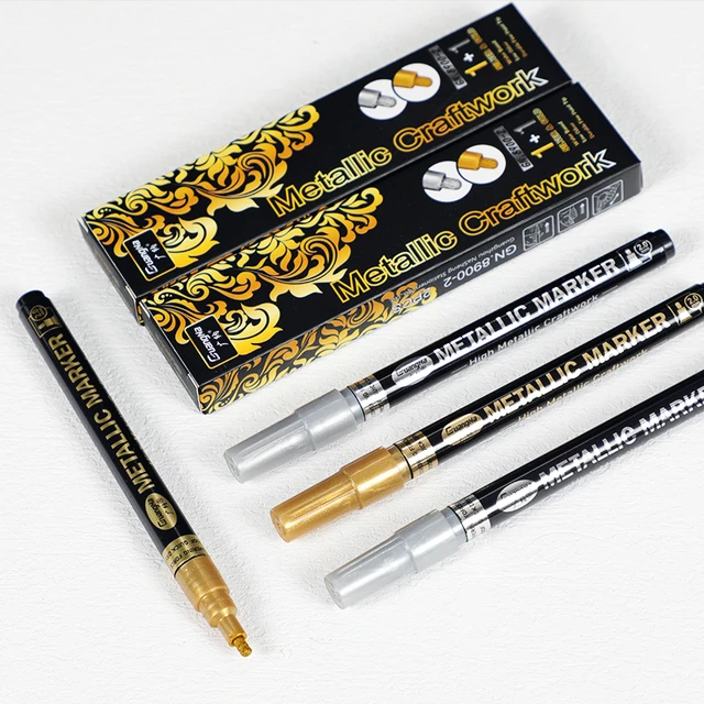 4/2Pcs Gold Silver Metallic Pen Resin Drawing Pen Acrylic Paint