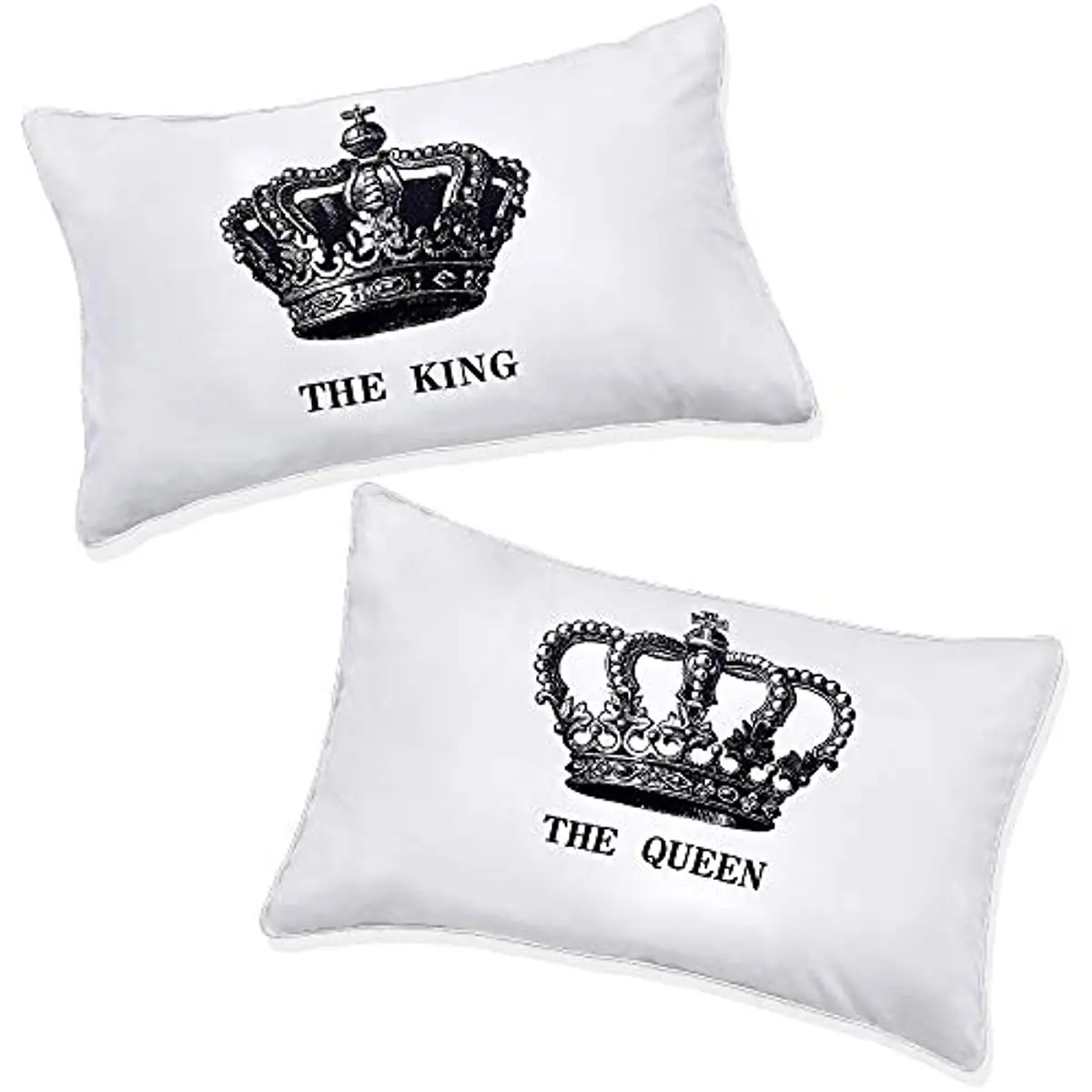 KingandQueenCouplesPillowCasesFunnyHisandHersWhiteDecorativePillowcasesGiftsfor