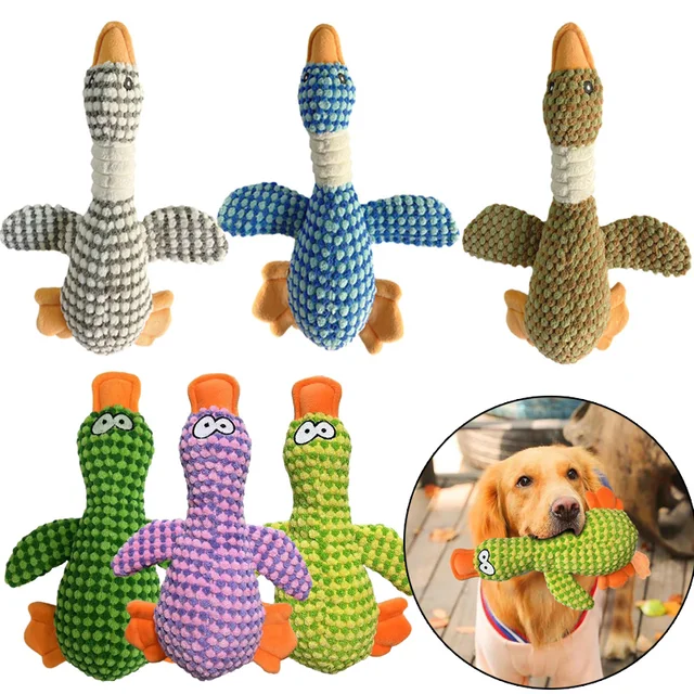 Funny Duck Cute Dog Plush Toys Pet Squeak Toy for Puppy  Sound Wild Goose Chew Toy for Small Middle Large Dogs Teeth Cleaning
