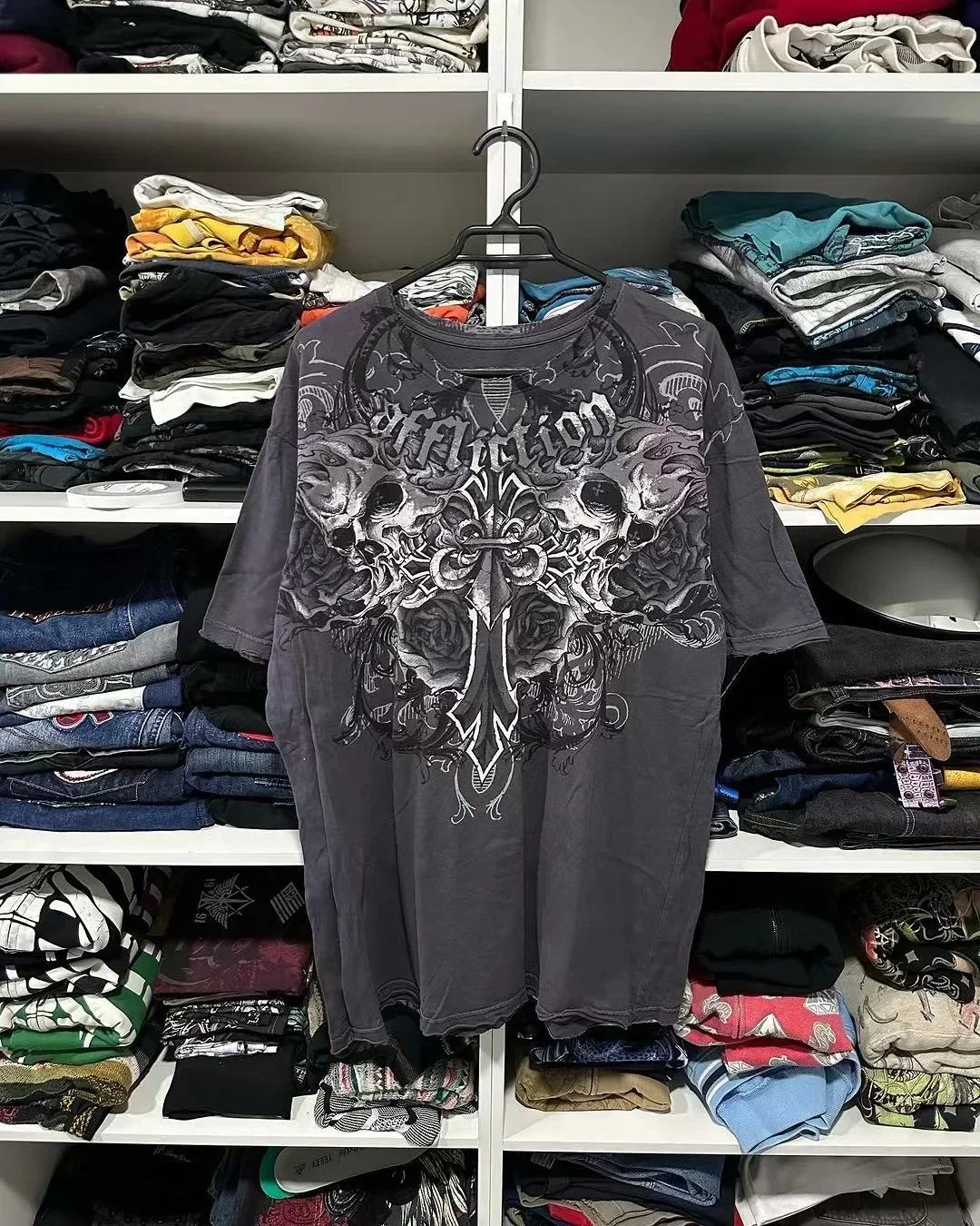 Y2K Gothic Skull Cross Streetwear Tee – Trendy Graphic T-Shirt