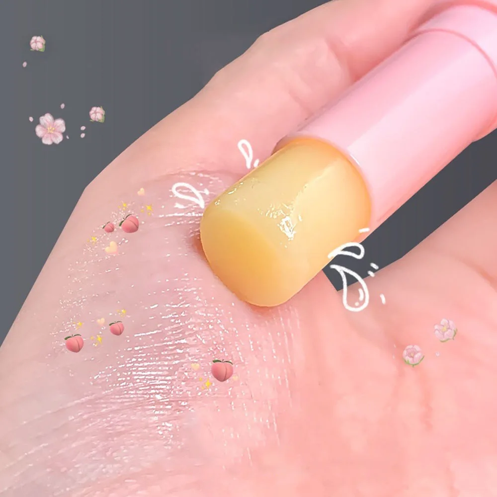 1PC Natural Peach Lip Balm Long-lasting Moisturizing Lipstick Temperature Change Color Lipstick Anti-drying Hydration Lip Care 3