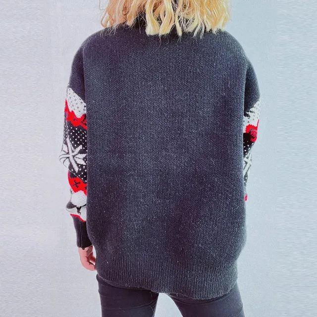 2024 Women'S Christmas Ugly Sweater Reindeer Jacquard Knit Round Neck Pullover Shirt Thick Crew Neck Pullover Thickened Knitwear 5