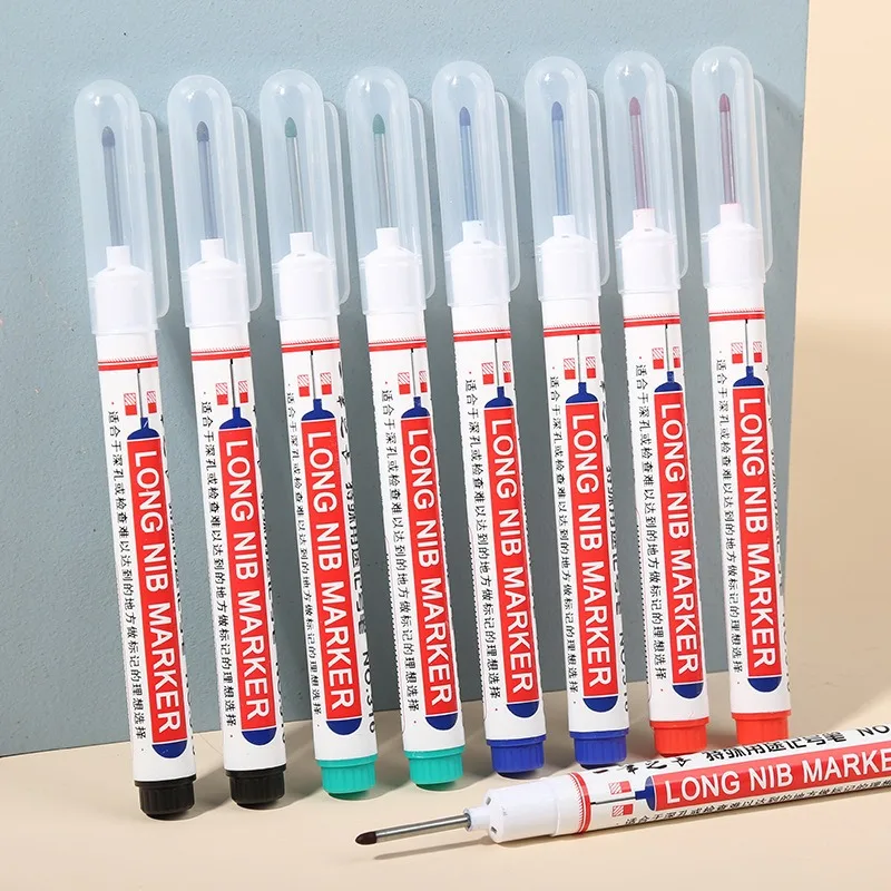 4-100PCS 20mm 깊은 구멍 긴 펜촉 헤드 마커 금속 천공 펜 방수 욕실 목공 장식 다목적