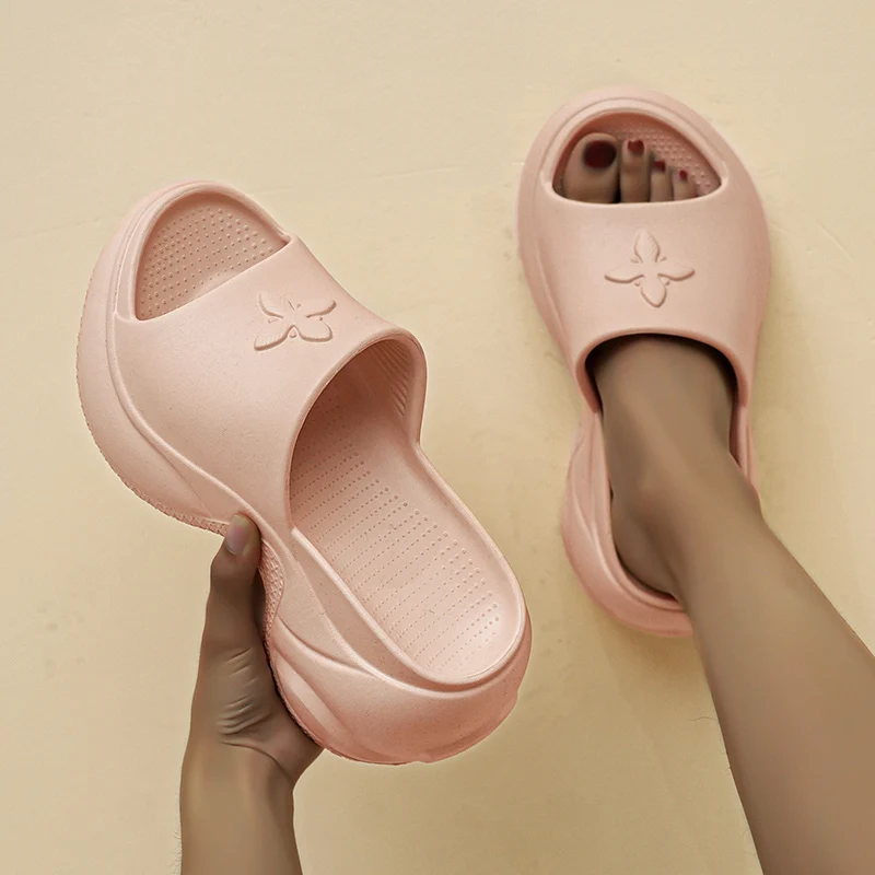 Women Summer Trendy Slippers Thick Bottom Anti Slip Outdoor Fashion Sandals Breathable High Heels Luxury