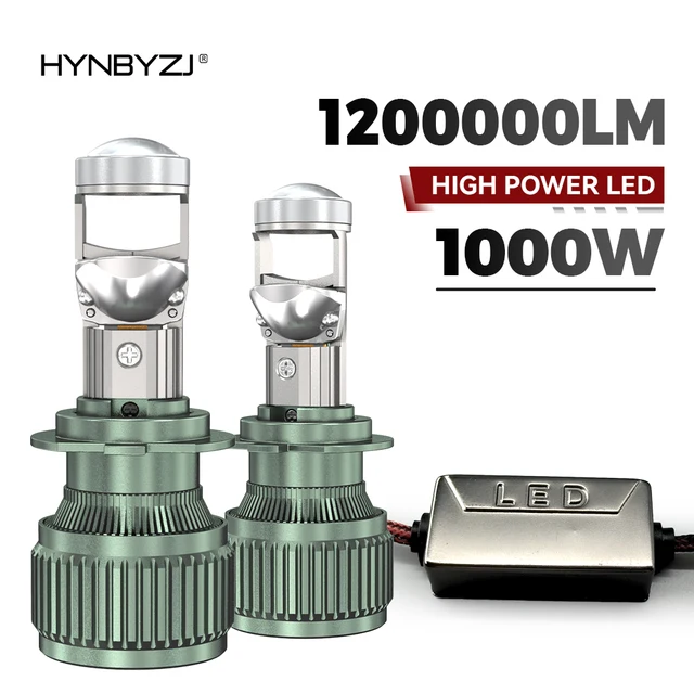 HYNBYZJ H11 H4 1200000 LM 1000W CANBUS ไฟหน้ารถ LED 9005 9006 H7 LED โปรเจคเตอร์เลนส์หลอดไฟ 6000K สีขาว 12V 24V ไฟหน้าอัตโนมัติ 1