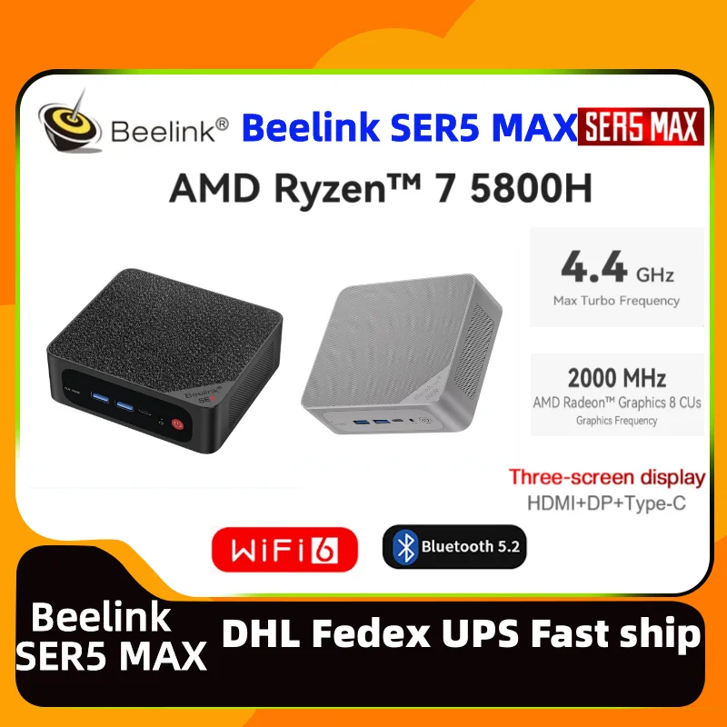 Beelink SER5 MAX AMD Ryzen7 5800H 4K Triple Display WiFi6 dp for gaming  Home Office Business PC beelink ser5max 5800H mini pc - AliExpress