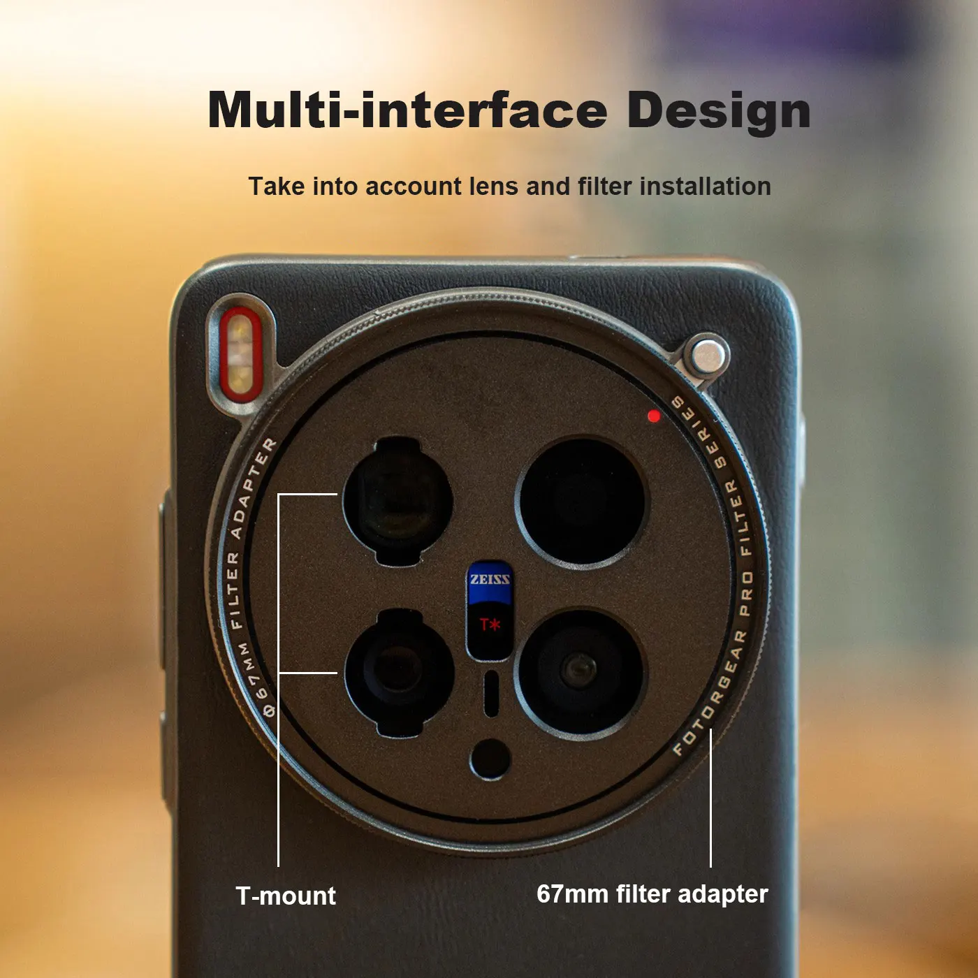 Fotorgear V to T Mount Lens Adapter for 2.35x Telephoto Lens